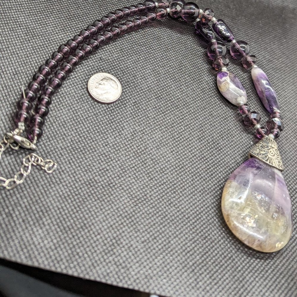 fantastic raw amethyst/ametrine necklace